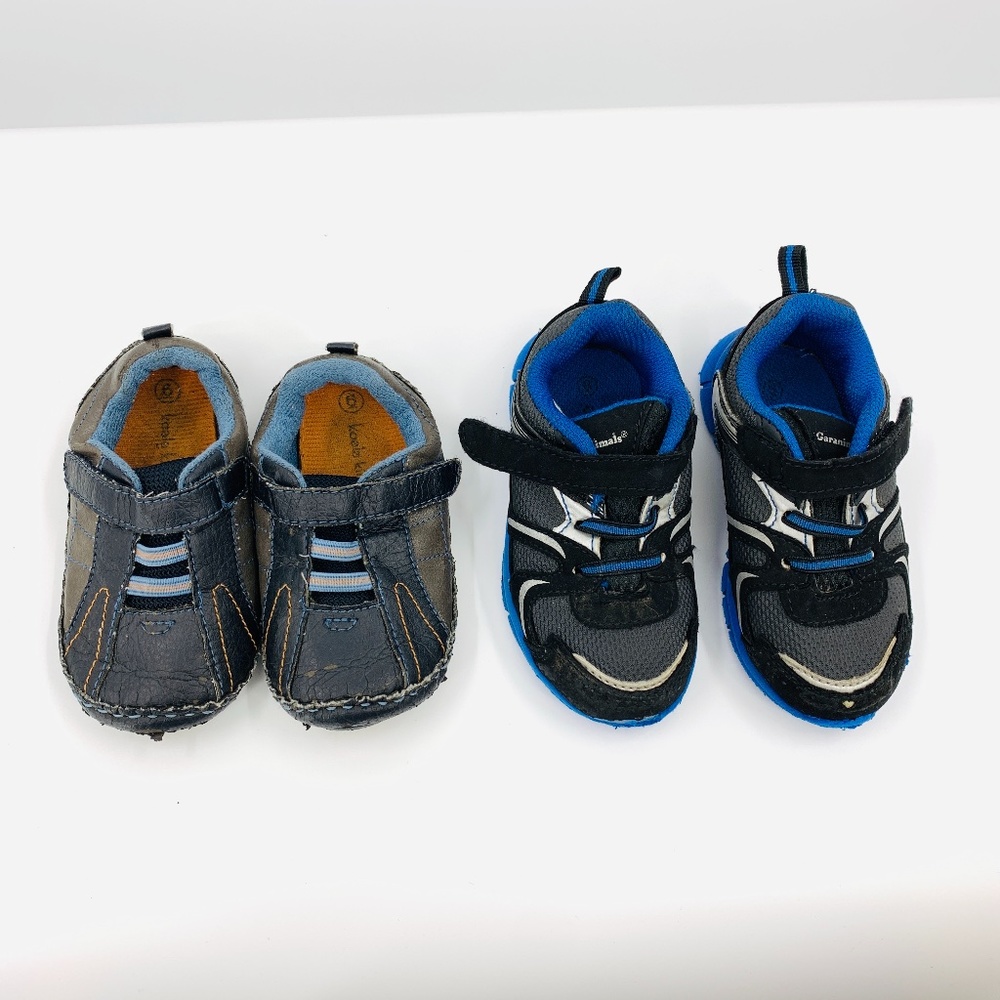 SET OF TWO Koala Kids Soft Leather Infant Shoes Sneakers Garanimals Blue Brown S